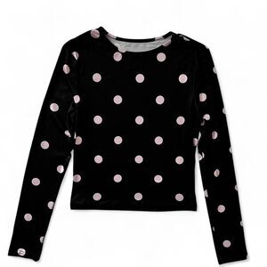 Black Pink Polka Dot Long Sleeve Top Women’s Small